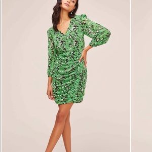 ASTR The Label Green Floral Ruched Dress